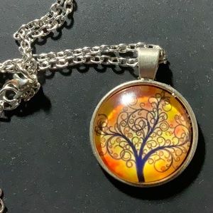 Silver Cabochon Necklace - Tree Of Life